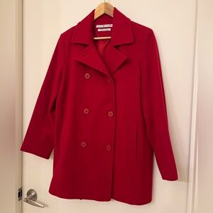 Tommy Hilfiger Vibrant Red Warm Wool Pea Coat M